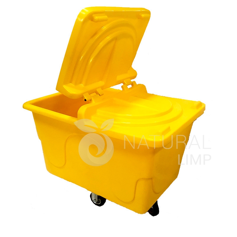 Contentor carro cuba amarelo 430 litros 400 litros plástico reciclado com rodas Natural Limp