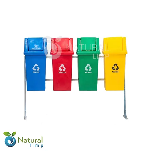 Kit de lixeiras coloridas para reciclagem