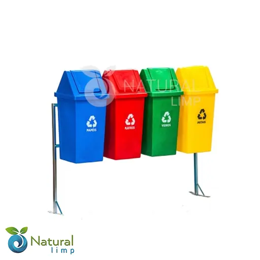 Kit de lixeiras coloridas para reciclagem
