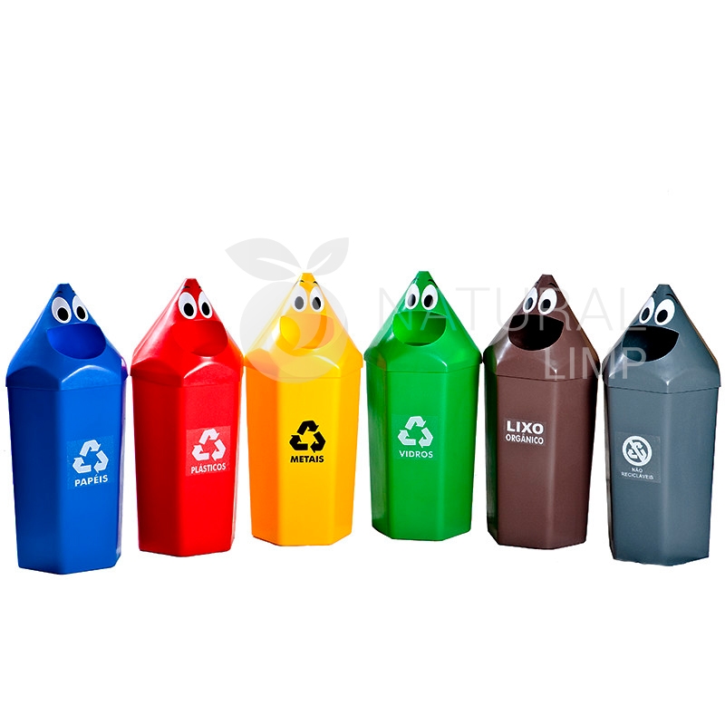Lixeira infantil para coleta seletiva 50 litros