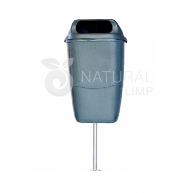 Coletor com abertura frontal 50 litros (tipo papeleira) com poste | Natural Limp