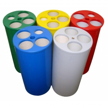 Coletor para copos descartáveis com 4 tubos - Plástico | Natural Limp