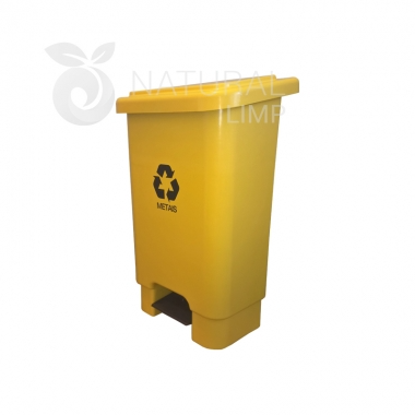 Lixeira colorida em polietileno com tampa e pedal - 50 litros | Natural Limp