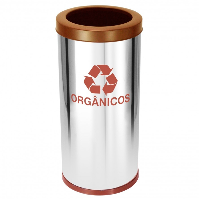 Lixeira em inox com aro colorido - 50 litros | Natural Limp