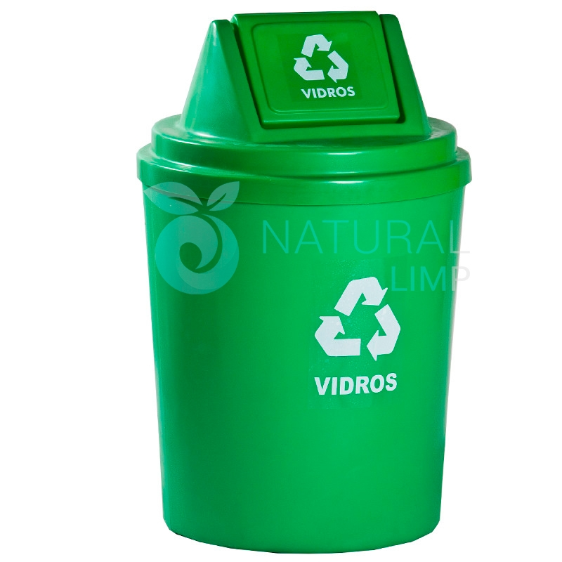 Lixeira tipo tambor com tampa basculante - 200 litros | Natural Limp
